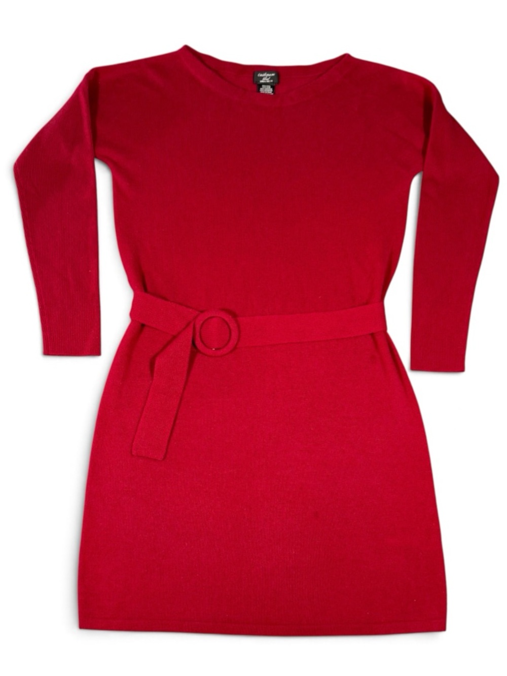 Lord & Taylor Women’s Large Red Cashmere Blend Knit Pullover Sweater Dress